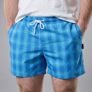 Herren Badeshorts In Blau Kariert